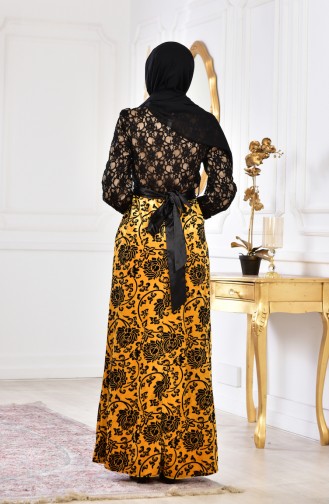 Lace Velvet Dress 2164-02 Mustard 2164-02