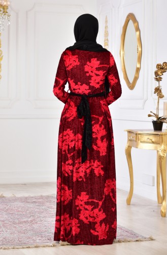 Robe Velours Imprimée de Pierre 2169-02 Rouge 2169-02