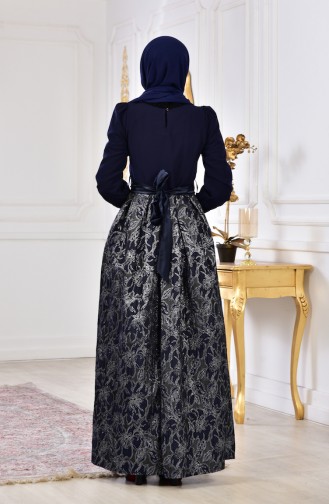 Robe de Soirée a Paillettes 2140-03 Bleu Marine 2140-03