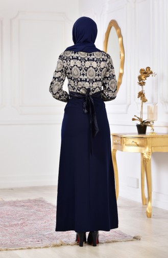 Robe a Motifs 2034A-01 Bleu Marine 2034A-01