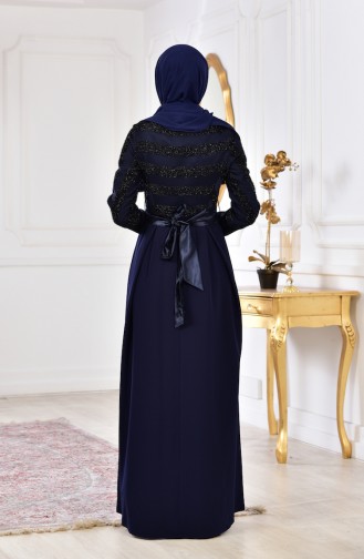 Belted Dress 2146-01 Navy Blue 2146-01