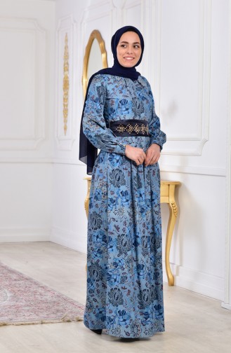 Robe Imprime Numérique 2004-02 Bleu 2004-02