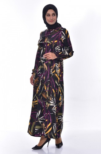 Frilly Dress 7057-02 Black Purple 7057-02