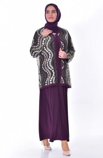 Large Size Evening Dresses Double Suit 3019-01 Purple 3019-01