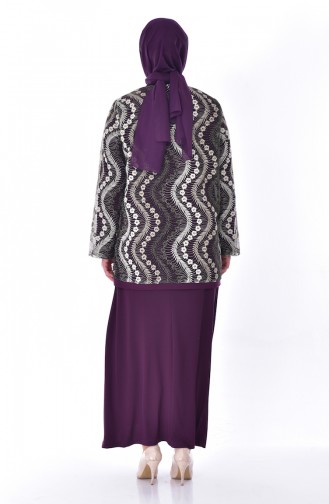 Large Size Evening Dresses Double Suit 3019-01 Purple 3019-01
