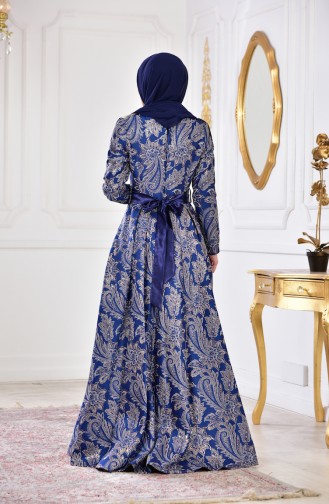 Robe de Soirée Jacquard 2449-03 Bleu Roi 2449-03