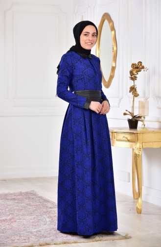 Robe Jacquard 1617-04 Bleu Roi 1617-04