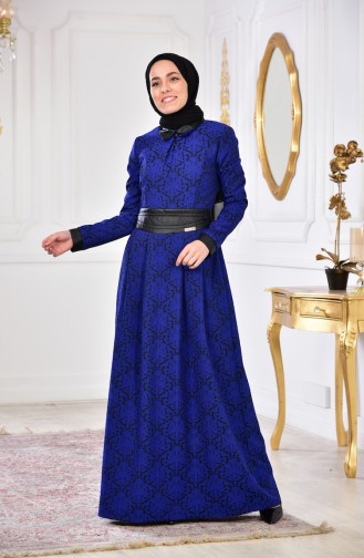 Robe Jacquard 1617-04 Bleu Roi 1617-04