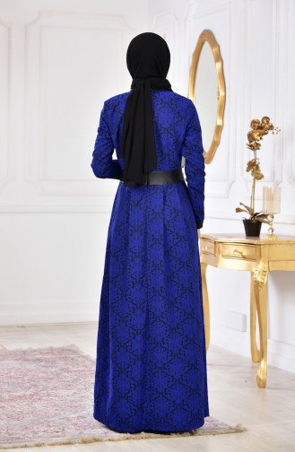 Robe Jacquard 1617-04 Bleu Roi 1617-04