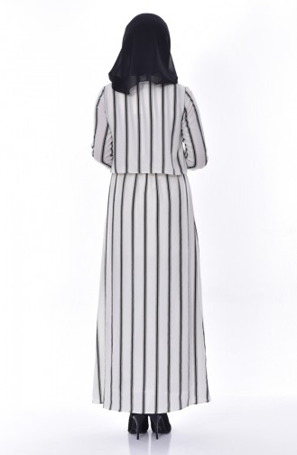 ريتا فستان بتصميم مُخطط 60716-01 لون بيج فاتح واسود 60716-01