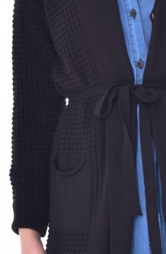 Belted Knitwear Cardigan 0252-03 Black 0252-03