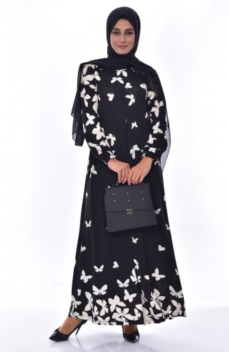 Black Hijab Dress 7061-02