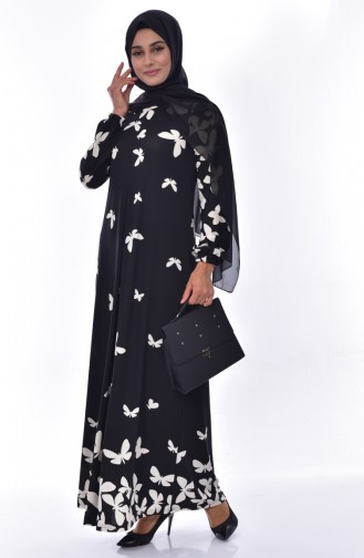 Black Hijab Dress 7061-02
