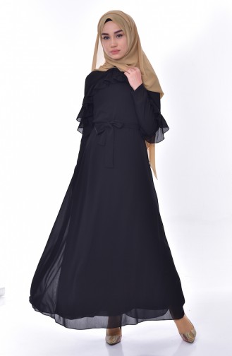 Fırfırlı Elbise 60643-06 Siyah