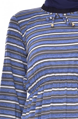 Beli Striped Platted Dress 6262A-02 Blue 6262A-02