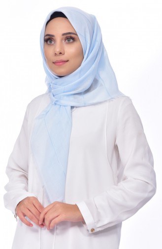 Sim Şeritli Cotton Akıllı Eşarp 901375-14 Bebe Mavisi