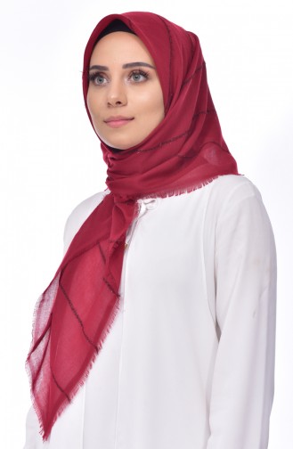 Sim Şeritli Cotton Akıllı Eşarp 901375-16 Bordo