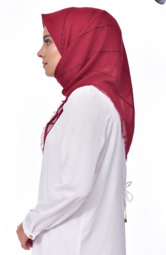 Sim Şeritli Cotton Akıllı Eşarp 901375-16 Bordo