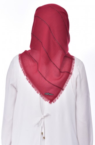 Sim Şeritli Cotton Akıllı Eşarp 901375-16 Bordo