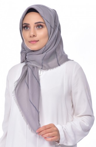 Echarpe Intelligente Coton Rayure a Paillettes 901374-11 Gris 11