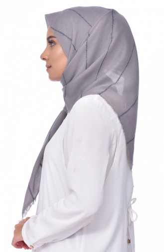 Echarpe Intelligente Coton Rayure a Paillettes 901374-11 Gris 11