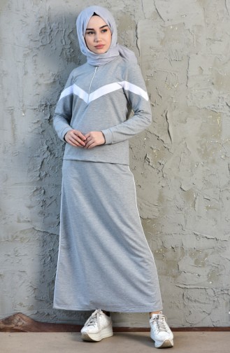 Sport Blouse Skirt Double Suit 8266-02 Gray 8266-02