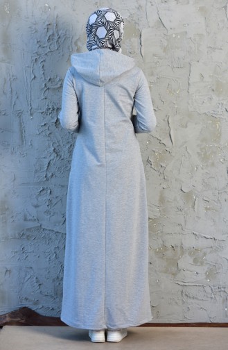 فستان رياضي بتصميم موصول بقبعة  8253-04 لون رمادي 8253-04