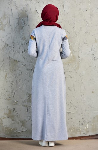 Grau Hijab Kleider 8262-05