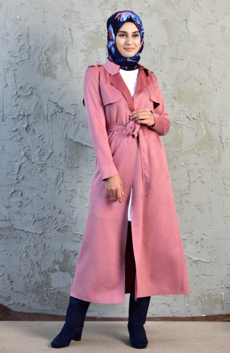 Suede Belted Trench Coat 50347-03 Dry rose 50347-03