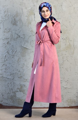 Suede Belted Trench Coat 50347-03 Dry rose 50347-03