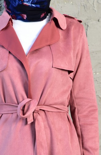 Suede Belted Trench Coat 50347-03 Dry rose 50347-03