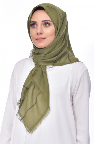 Echarpe Intelligente Coton Rayure a Paillettes 901374-12 Khaki 12