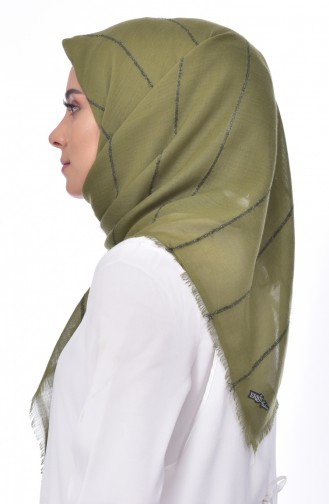 Echarpe Intelligente Coton Rayure a Paillettes 901374-12 Khaki 12