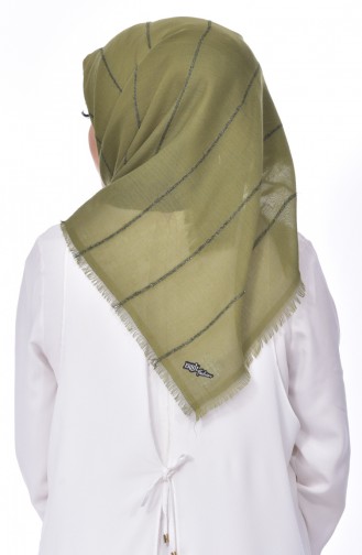 Echarpe Intelligente Coton Rayure a Paillettes 901374-12 Khaki 12