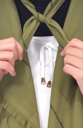 Echarpe Intelligente Coton Rayure a Paillettes 901374-12 Khaki 12