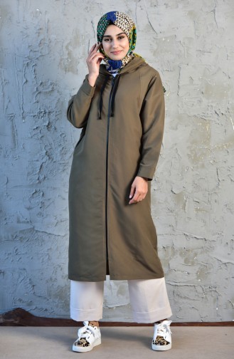 بيزلايف معطف بتصميم موصول بقبعة 5397-02 لون أخضر كاكي 5397-02