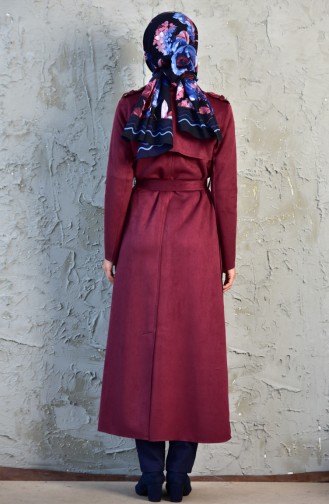 RITA Large Size Suede Belted Trench Coat 50347A-01 Dark Plum 50347A-01