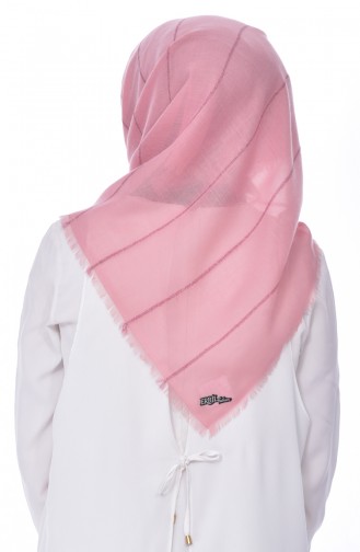 Sim Şeritli Cotton Akıllı Eşarp 901375-03 Koyu Pudra