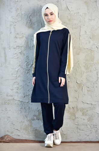 Zippered Tracksuit Suit 18052-03 Navy 18052-03