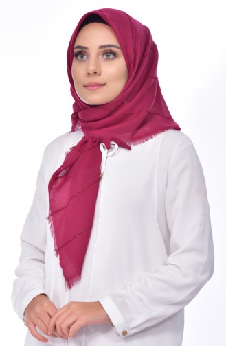 Sim Şeritli Cotton Akıllı Eşarp 901375-07 Mürdüm