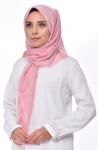 Sim Şeritli Cotton Akıllı Eşarp 901375-09 Pudra