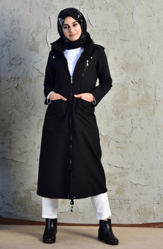 معطف طويل أسود 4551-01