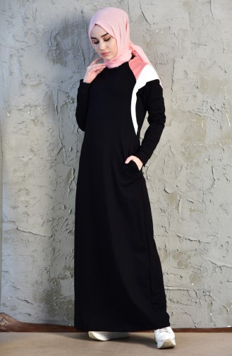Schwarz Hijab Kleider 8261-03