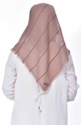 Echarpe Intelligente Coton Rayure a Paillettes 901374-13 Café au Lait 13