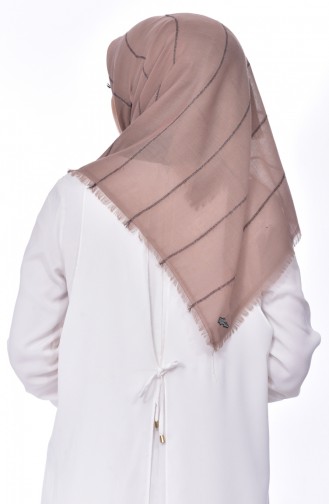 Echarpe Intelligente Coton Rayure a Paillettes 901374-13 Café au Lait 13