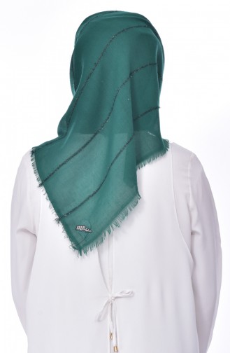 Echarpe Intelligente Coton Rayure a Paillettes 901374-02 Vert emeraude 02