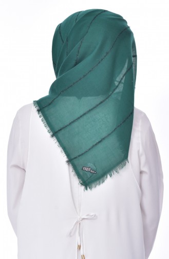 Echarpe Intelligente Coton Rayure a Paillettes 901374-02 Vert emeraude 02