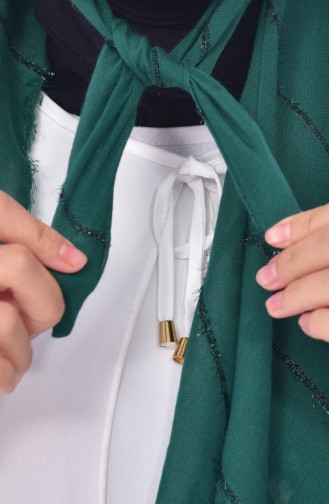 Echarpe Intelligente Coton Rayure a Paillettes 901374-02 Vert emeraude 02