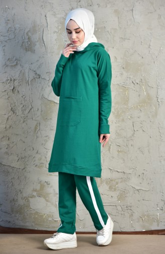 Hooded Tracksuit Suit 18046-05 Emerald Green 18046-05