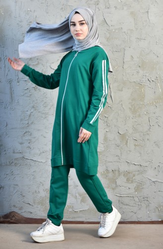 Zippered Tracksuit Suit 18052-05 Emerald Green 18052-05